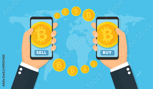 Bitcoin concept. Buy or sell vector