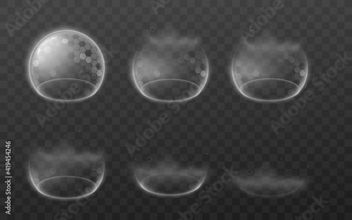 Technology create bubble shields or damage of protection force energy fields.