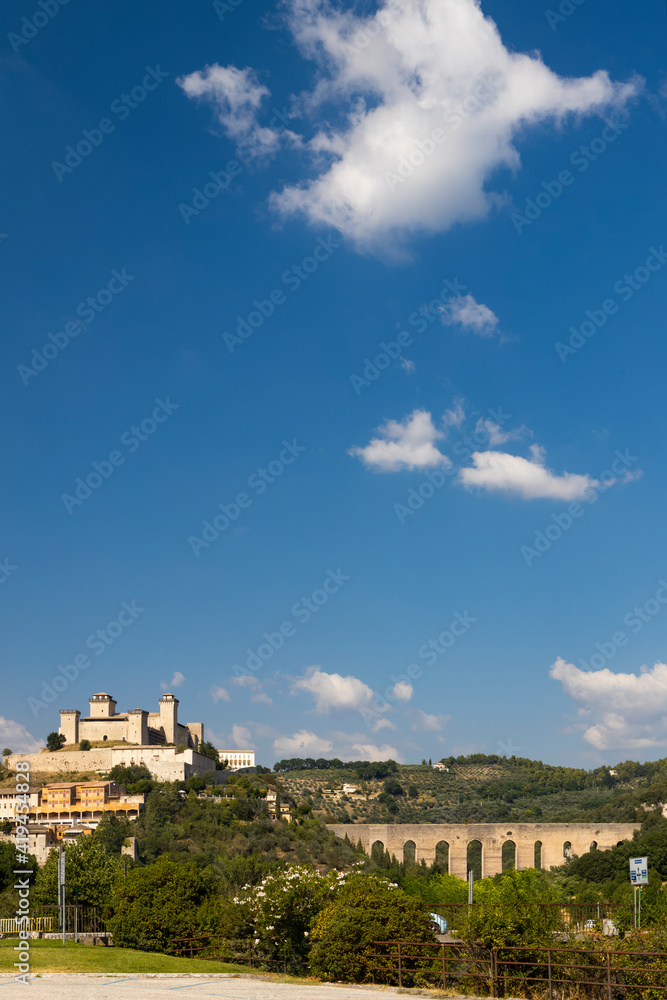Fototapeta premium Spoleto castle with aqueduct in Umbria, Italy