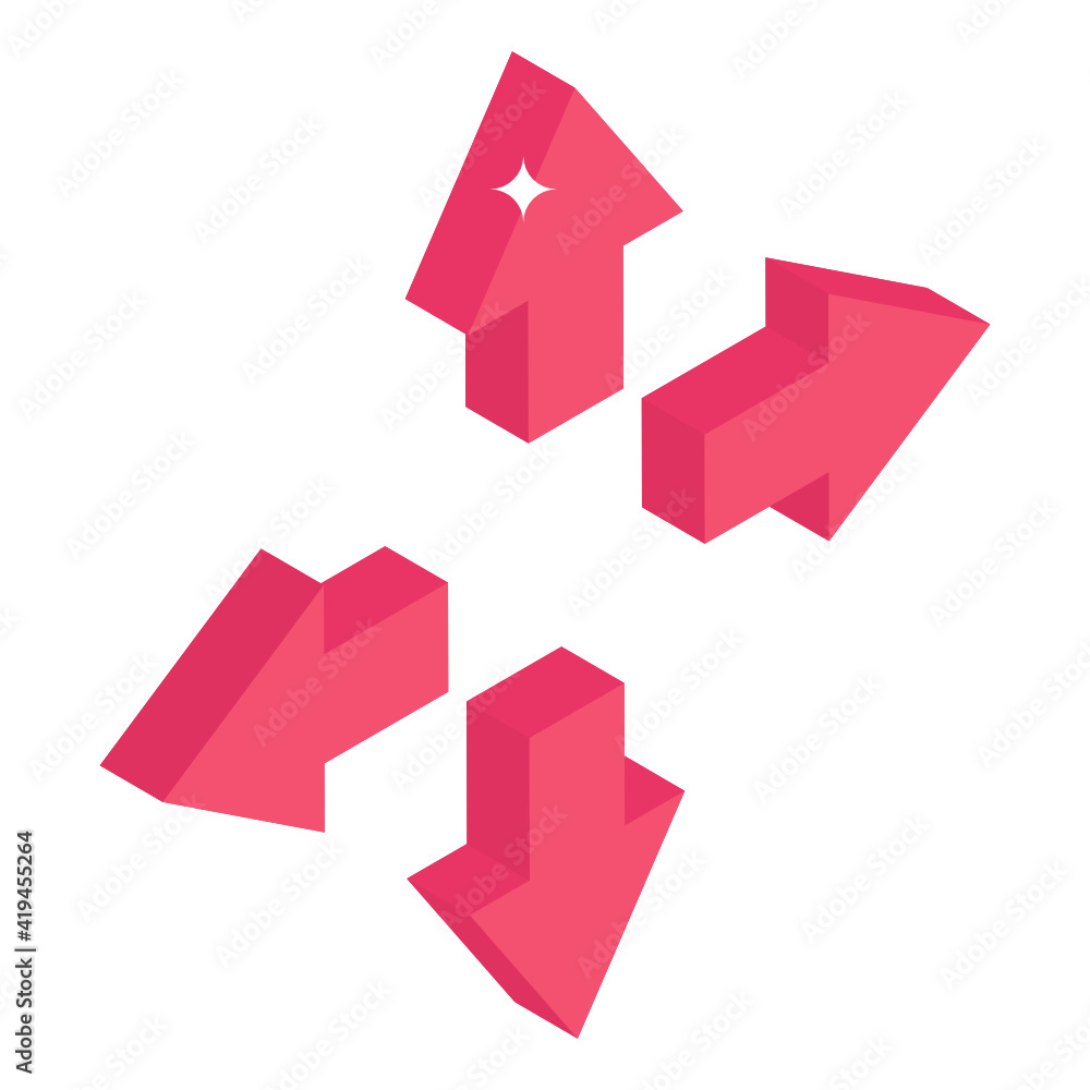 An icon of arrows in isometric style
An icon of arrows in isometric style