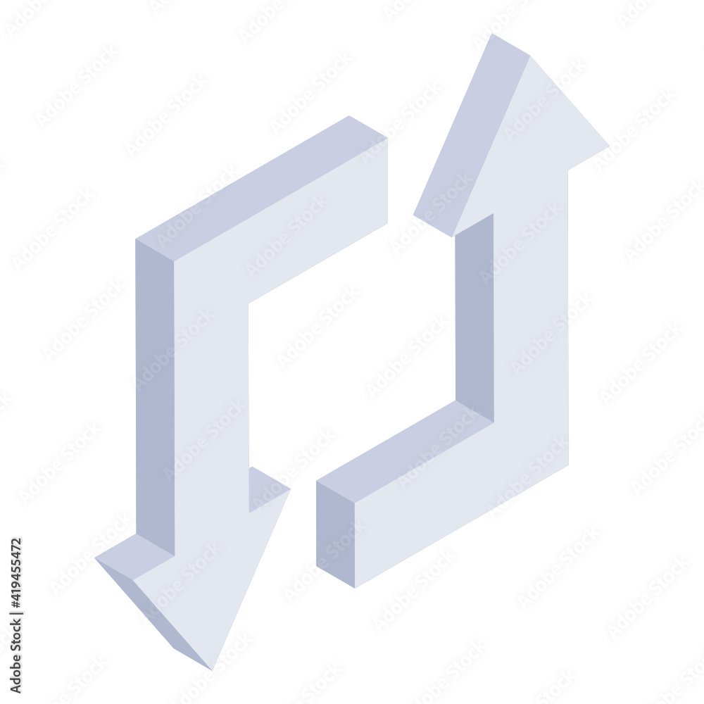 An icon of arrows in isometric style
An icon of arrows in isometric style