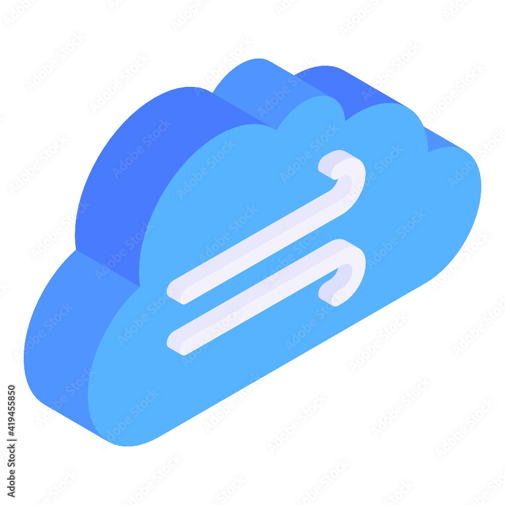 
Cloud with drops denoting isometric icon of raining 

