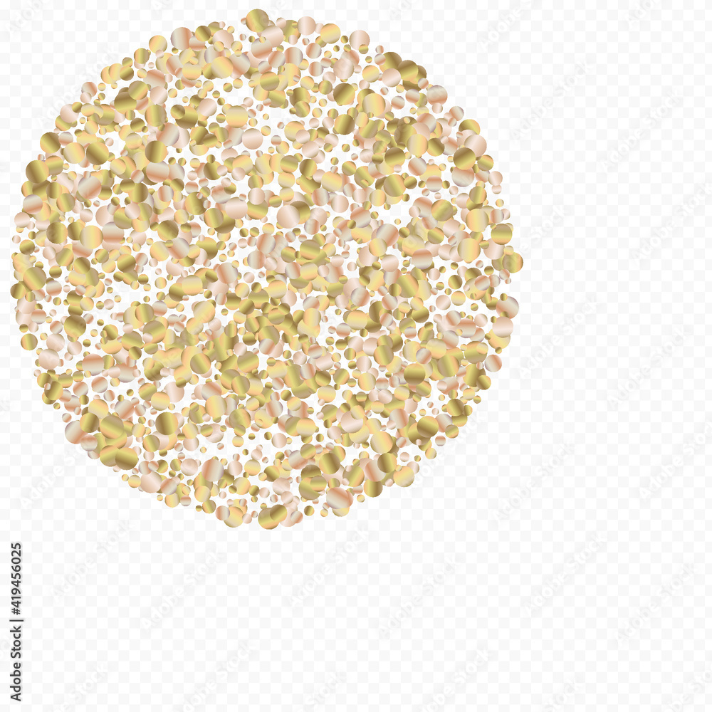 Gold Sequin Bright Transparent Background. Isolated Round Banner. Bronze Glow Anniversary Invitation. Dust Holiday Illustration. Gold Sequin Bright Transparent Background. Isolated Round Banner. Bronze Glow Anniversary Invitation. Dust Holiday Illustration.