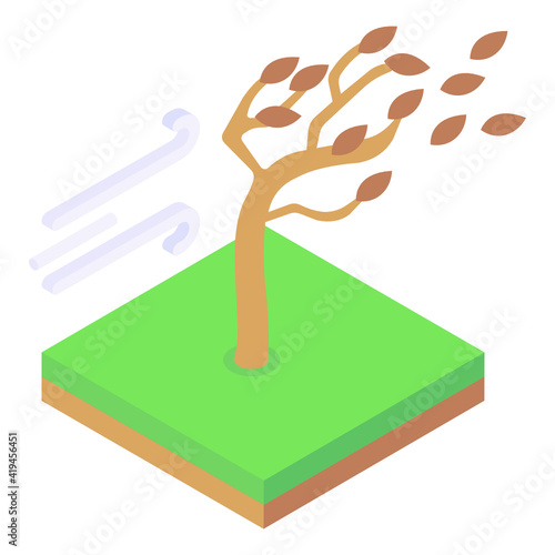 
Wind with tree showcasing windbreak icon

