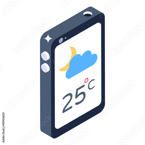 
Trendy isometric design of meteorology app icon

