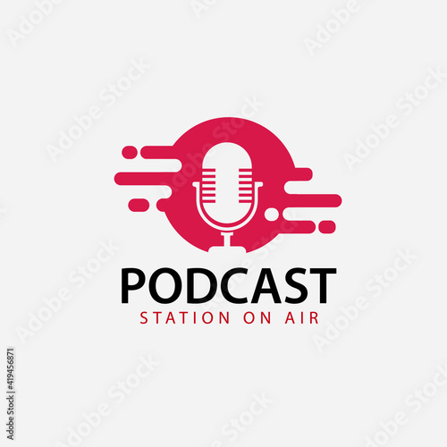 modern minimalistic podcast logo. Vector flat illustration