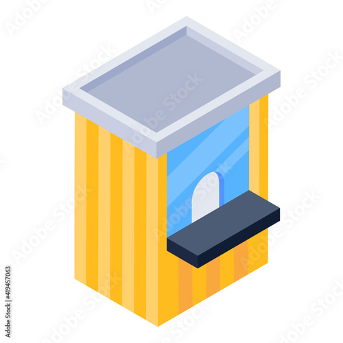
Ticket counter in isometric style icon, editable vector 

