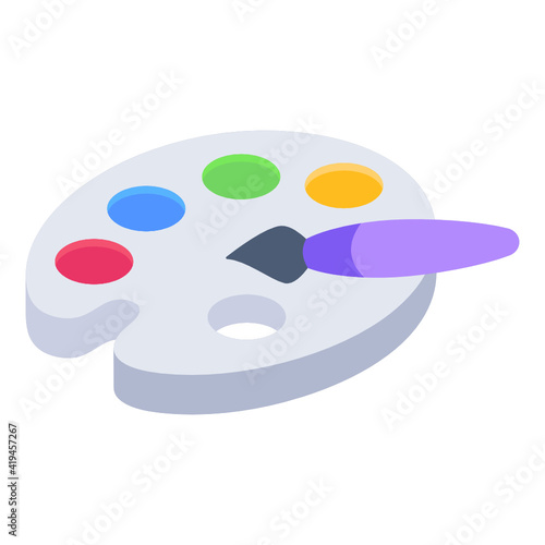 
A color palette for painting, isometric icon design

