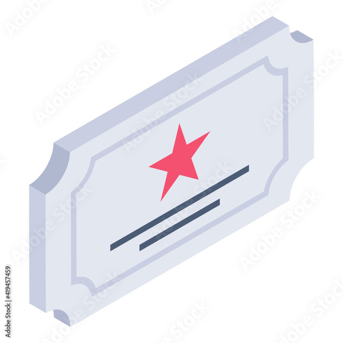 
Theatre tickets icon in trendy isometric style. 

