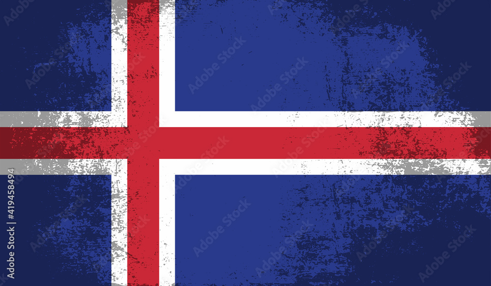 Fototapeta premium Flag Of Iceland - Grunge