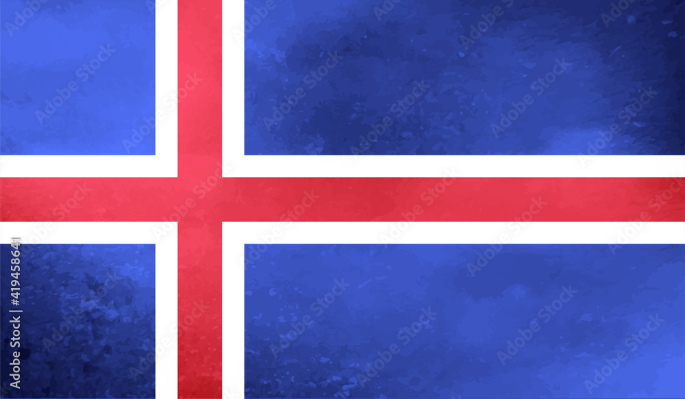 Flag Of Iceland - Grunge