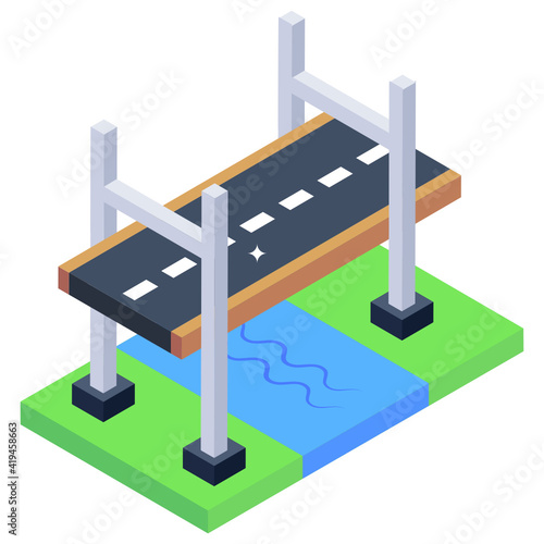 
A bridge isometric icon, editable vector

