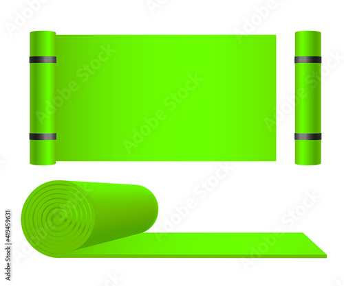 Set templates of mat for yoga exercises realistic vector illustration isolated.