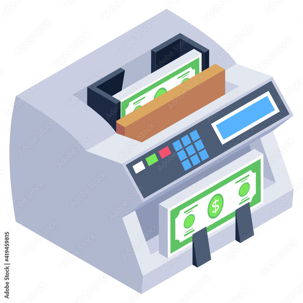 Money counter isometric trendy design icon
Money counter isometric trendy design icon