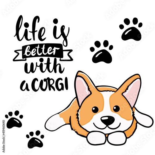 Corgi dog Cute welsh corgi vector cartoon illustration isolated on white background. Funny corgi butt modern flat design element for badges, labels, cards