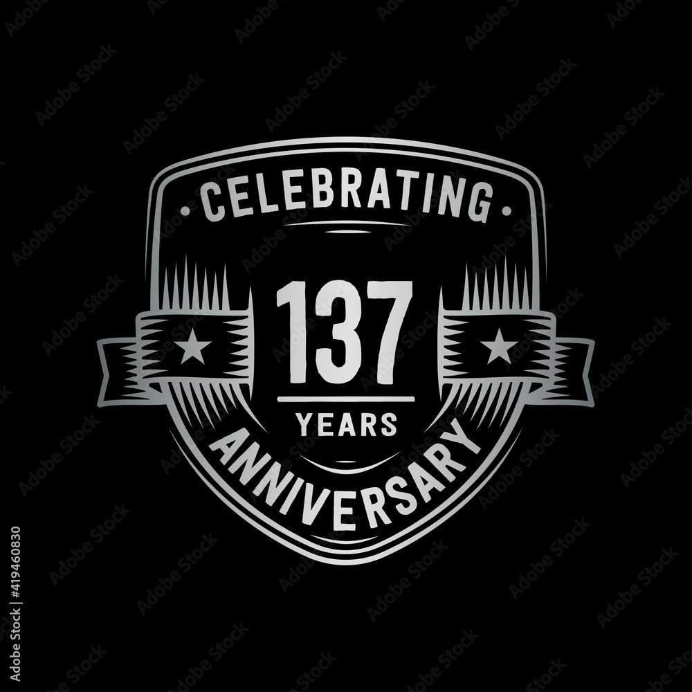 Fototapeta premium 137 years anniversary celebration shield design template. Vector and illustration