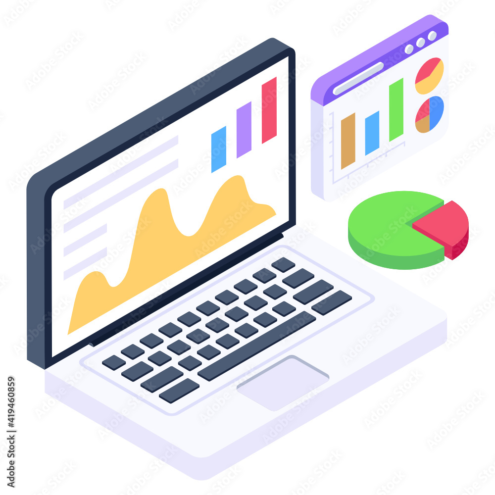 Chart with monitor and money denoting isometric icon of online money flow
Chart with monitor and money denoting isometric icon of online money flow