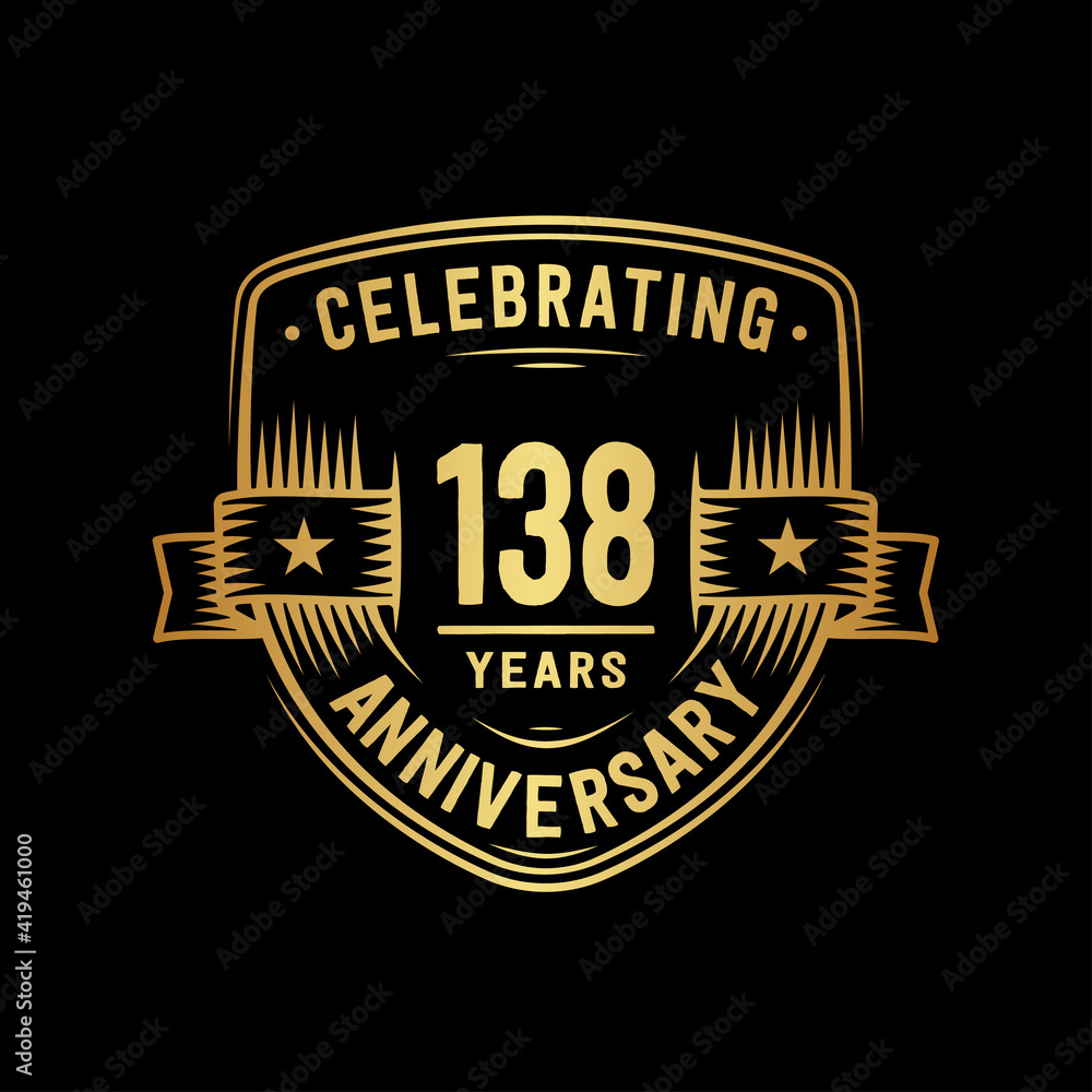 Fototapeta premium 138 years anniversary celebration shield design template. Vector and illustration