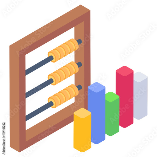 
Statistics abacus in isometric style icon, editable vector 

