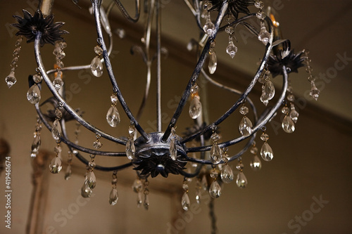 Chandelier on the ceiling. View from below