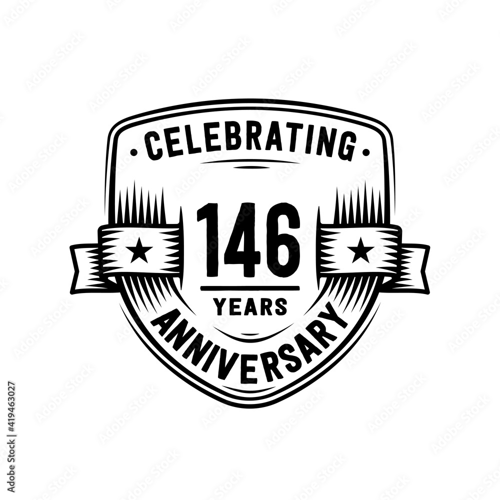 146 years anniversary celebration shield design template. Vector and illustration
146 years anniversary celebration shield design template. Vector and illustration