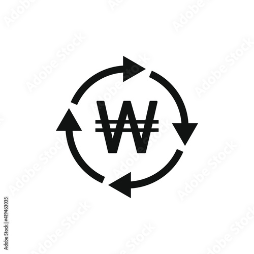 Velocity of money. Won currency circulation icon concept isolated on white background. Vector illustration