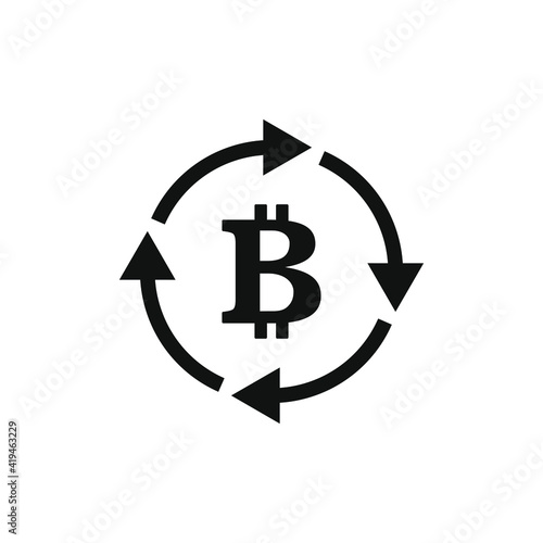 Velocity of money. Bitcoin currency circulation icon concept isolated on white background. Vector illustration