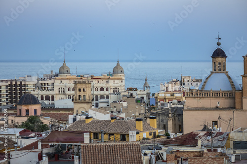 Evening Alicante panorama from Mount Benacanti overlooking Alicante Bay. Alicante, Costa Blanca, Spain.