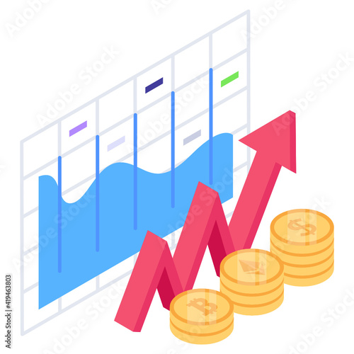 
An increase profit chart isometric icon design

