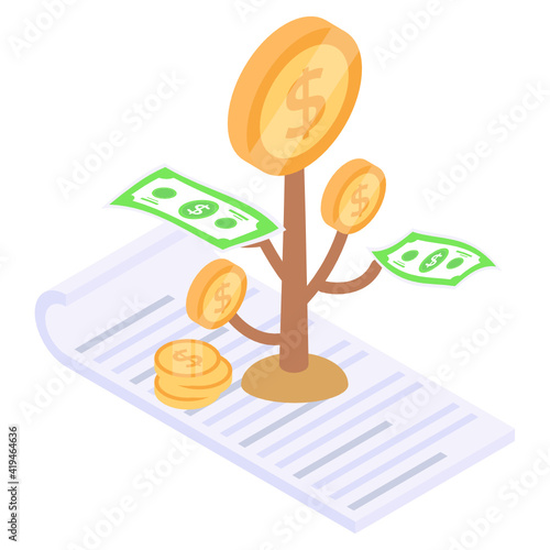 
A dollar growth  icon in isometric style 

