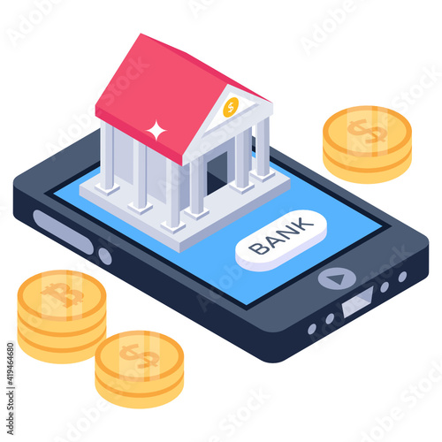 
Banking app isometric icon design

