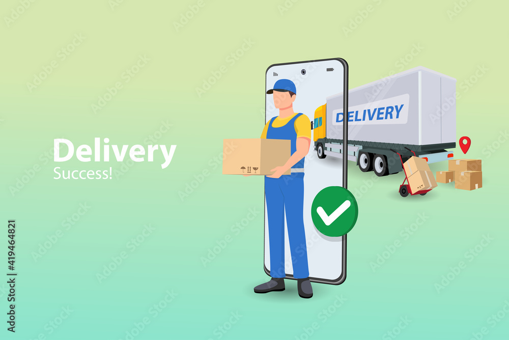 Delivery van shipping transportation service truck concept over cityscape background horizontal banner copy space flat vector illustration Delivery van shipping transportation service truck concept over cityscape background horizontal banner copy space flat vector illustration