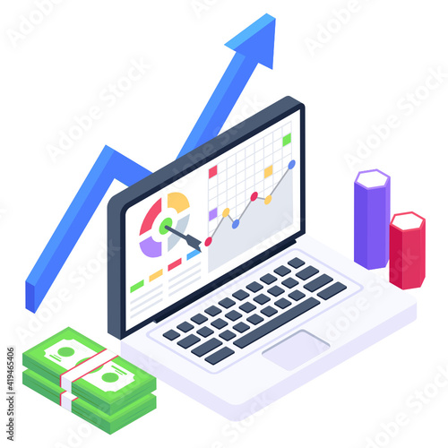 
A data growth icon in isometric design

