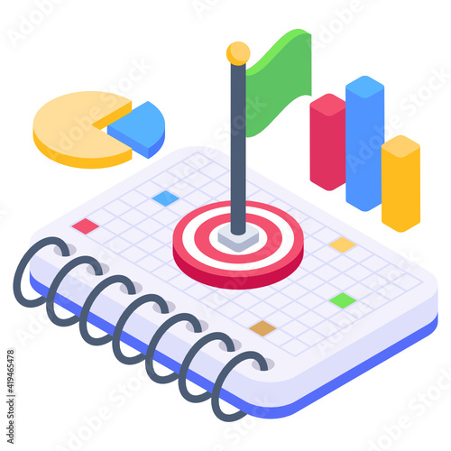 
A business milestone icon in isometric design

