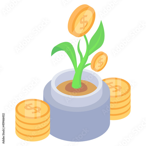 
Icon of cash box in modern isometric style

