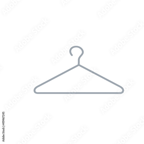 Hanger. Wardrobe aluminum item for storing clothes. Flat cartoon illustration