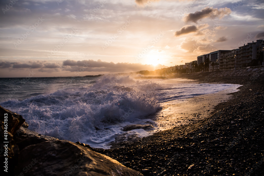 Fototapeta premium Nice Sunset promenade des anglais