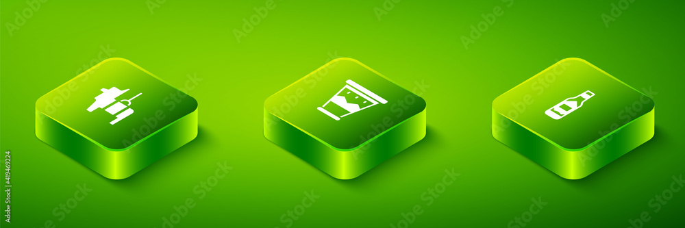 Set Isometric Mexican drum, Tabasco sauce and Pinata icon. Vector. Set Isometric Mexican drum, Tabasco sauce and Pinata icon. Vector.