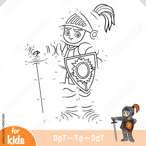 Numbers game, education dot to dot game for kids, Knight