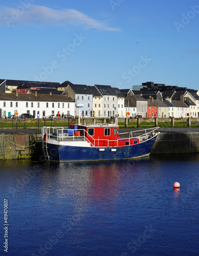 Boats moored at Claddagh basin in Galway Ireland