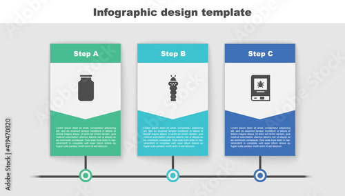 Set Glass jar, Larva insect and Book about. Business infographic template. Vector.