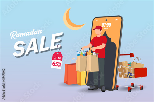 Ramadan sale banners set,discount and best offer tag, label or sticker set on occasion of Ramadan Kareem and Eid Mubarak, vector illustration
