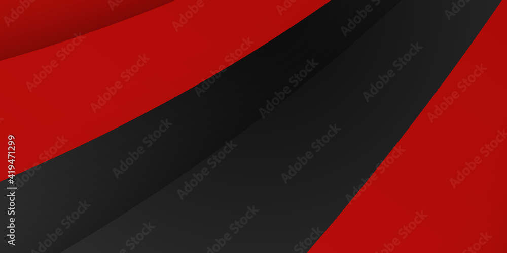 High contrast red and black glossy stripes. Abstract tech graphic banner design. Vector corporate background. Abstract black grey metallic overlap red light hexagon mesh design modern luxury banner High contrast red and black glossy stripes. Abstract tech graphic banner design. Vector corporate background. Abstract black grey metallic overlap red light hexagon mesh design modern luxury banner