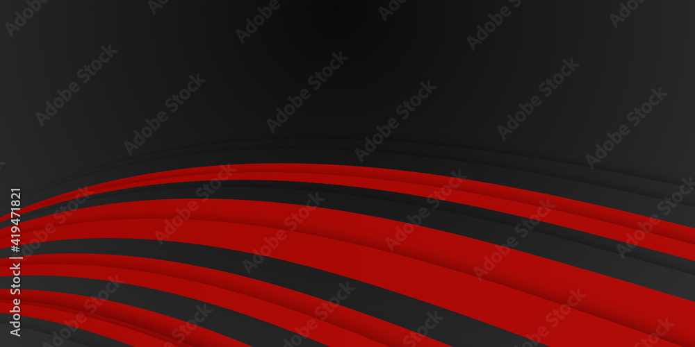 High contrast red and black glossy stripes. Abstract tech graphic banner design. Vector corporate background. Abstract black grey metallic overlap red light hexagon mesh design modern luxury banner High contrast red and black glossy stripes. Abstract tech graphic banner design. Vector corporate background. Abstract black grey metallic overlap red light hexagon mesh design modern luxury banner