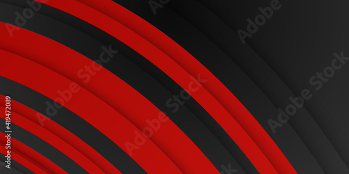 Wallpaper Mural High contrast red and black glossy stripes. Abstract tech graphic banner design. Vector corporate background. Abstract black grey metallic overlap red light hexagon mesh design modern luxury banner Torontodigital.ca