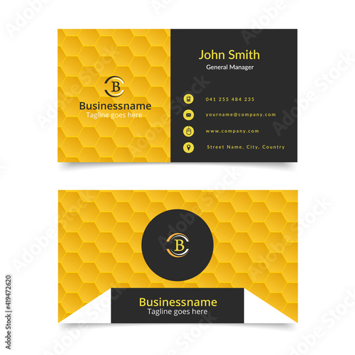 Yellow honeycomb business card