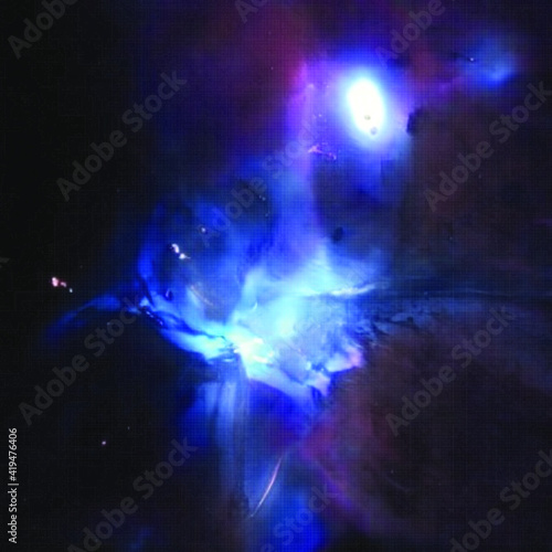 Fototapeta Naklejka Na Ścianę i Meble -  Beautiful space background. Nebula blast. Multicolored space clouds. Blue glowing gas giants. Science fiction backdrop. Fantastic cosmic wallpaper. Vector illustration.