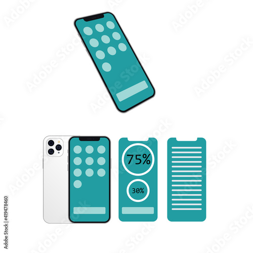 Vector smartphone mockup. 3D illustration of a modern cell phone with frameless blank screen. Template for infographics, websites, landing pages, apps, presentation UI design interface.