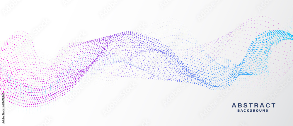 Abstract white background with flowing particles. Dynamic waves. vector illustration.