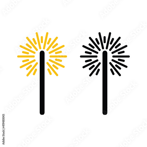 Vector illustration element with magic wand in flat style, Icon, symbol, logo on white background.
